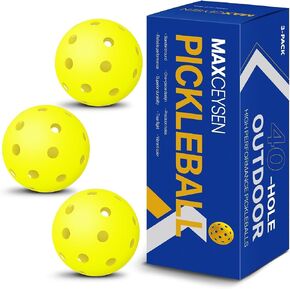 كرات Pickleball في الهواء الطلق 40 فتحة، 3 عبوات من 6 عبوات عالية الارتداد طويلة ومتينة، كرة رسمية عالية الوضوح، لون أصفر وأخضر ساطع in Kuwait