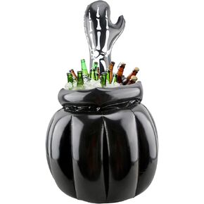 مبرد الهالوين العملاق القابل للنفخ على شكل هيكل عظمي مرجل مبرد مشروبات مبرد لحفلات الهالوين الخارجية والداخلية ذات سعة كبيرة لتزيين دلو الثلج in Kuwait