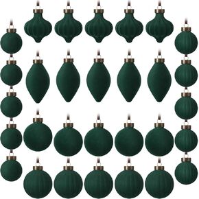 Syhood 30 Pcs Velvet Christmas Balls Flocked Tree Christmas Ball Ornaments Decorative Hanging White Christmas Decorations for Xmas Party Office Yard Decors Home Festival Gifts Favors (Dark Green)