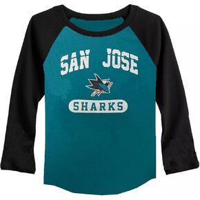 Outerstuff San Jose Sharks Juniors Girls 4-16 Waffle Raglan Long Sleeve T-Shirt