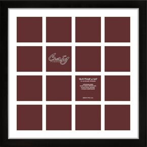 Craig Frames 1WB3BK 18 by 18-Inch Black Picture Frame, Single White Collage Mat with 16-4 by 4-Inch Openings