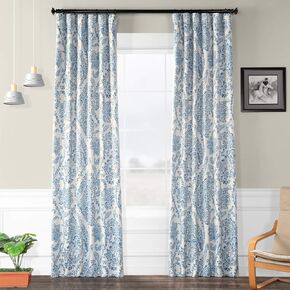 HPD Half Price Drapes Printed Room Darkening Curtains for Bedroom, Living Room 50 X 96 (1 Panel), BOCH-KC16072-96, Tea Time China Blue