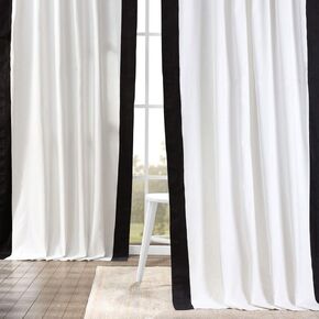 HPD Half Price Drapes Panama Cotton Curtains for Living Room, Bedroom 50 X 108, PRCT-VC1716-108 (1 Panel) Fresh Popcorn and Black