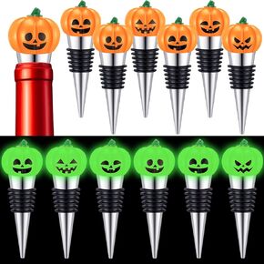 Blosssound 12 Pcs Halloween Wine Stopper Halloween Party Favors for Adults Bulk Glow in Dark Pumpkin Wine Corks Halloween Goodie Bags Stuffers Wine Accessories Gift for Host
