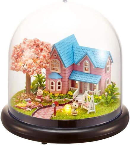 Flever Dollhouse Miniature DIY House Kit Creative Room with Furniture and Cover for Romantic Valentine's Gift(Green's Garden) in Kuwait