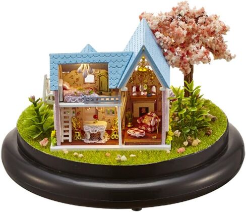 Flever Dollhouse Miniature DIY House Kit Creative Room with Furniture and Cover for Romantic Valentine's Gift(Green's Garden) in Kuwait