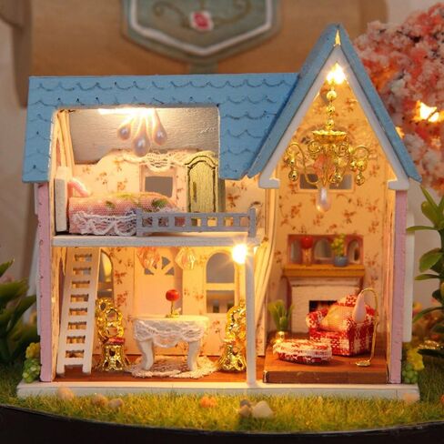 Flever Dollhouse Miniature DIY House Kit Creative Room with Furniture and Cover for Romantic Valentine's Gift(Green's Garden) in Kuwait