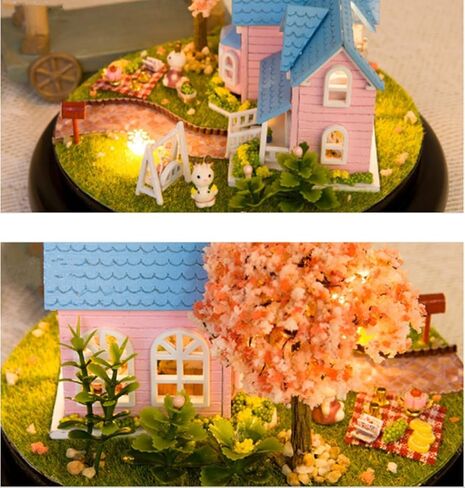 Flever Dollhouse Miniature DIY House Kit Creative Room with Furniture and Cover for Romantic Valentine's Gift(Green's Garden) in Kuwait