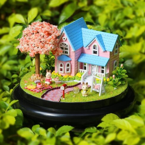 Flever Dollhouse Miniature DIY House Kit Creative Room with Furniture and Cover for Romantic Valentine's Gift(Green's Garden) in Kuwait