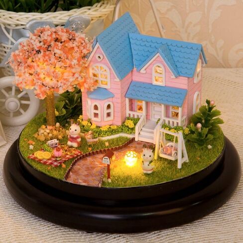Flever Dollhouse Miniature DIY House Kit Creative Room with Furniture and Cover for Romantic Valentine's Gift(Green's Garden) in Kuwait