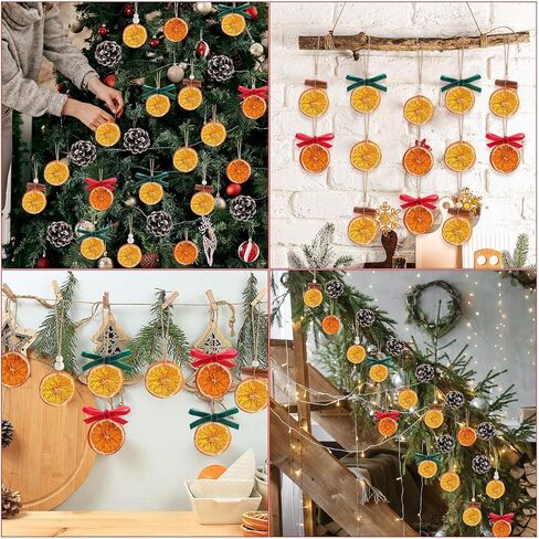 Syhood 48 Pcs Dried Orange Slice Christmas Tree Ornaments Natural Beaded Cinnamon Sticks Artificial Pine Cones Orange Slices Hanging Rustic Ornaments Bulk for Holiday Farmhouse Home Decor Indoor in Saudi Arabia