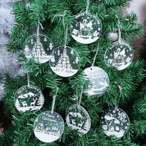 LOKIPA 20PCS Crystal Christmas Tree Ornaments, Hanging Acrylic Xmas Snowflake Icicle Drop Crystal Ornaments with Hooks for Christmas Tree Winter New Year Party and Home Decor in Saudi Arabia