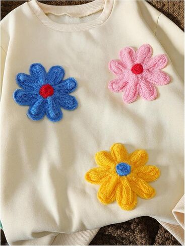 GORGLITTER Girl's Floral Cute Sweatshirt Long Sleeve Oversized Crewneck Pullover Top in Saudi Arabia
