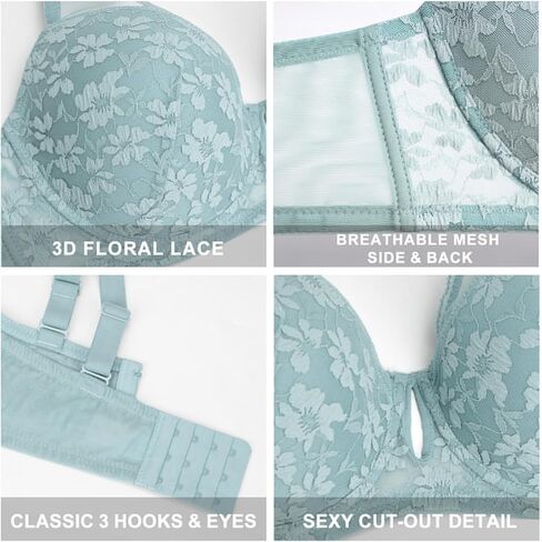 حمالات صدر من FallSweet مصنوعة من الدانتيل للنساء مبطنة بسلك داخلي تضيف كوبًا واحدًا من حمالة الصدر المثيرة من الدانتيل in Kuwait
