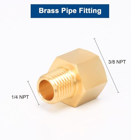 Brass Pipe Fitting, Heavy Duty Metal Thread Solid Brass Reducer Adapter Pipe Reducing Connector, 2 Pack (3/8 Male Pipe x 1/2 Female Pipe) in Saudi Arabia