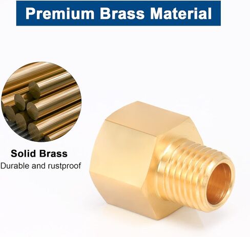 Brass Pipe Fitting, Heavy Duty Metal Thread Solid Brass Reducer Adapter Pipe Reducing Connector, 2 Pack (3/8 Male Pipe x 1/2 Female Pipe) in Saudi Arabia
