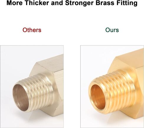 Brass Pipe Fitting, Heavy Duty Metal Thread Solid Brass Reducer Adapter Pipe Reducing Connector, 2 Pack (3/8 Male Pipe x 1/2 Female Pipe) in Saudi Arabia
