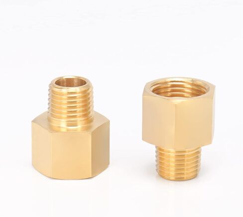 Brass Pipe Fitting, Heavy Duty Metal Thread Solid Brass Reducer Adapter Pipe Reducing Connector, 2 Pack (3/8 Male Pipe x 1/2 Female Pipe) in Saudi Arabia