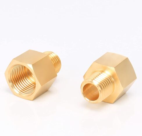 Brass Pipe Fitting, Heavy Duty Metal Thread Solid Brass Reducer Adapter Pipe Reducing Connector, 2 Pack (3/8 Male Pipe x 1/2 Female Pipe) in Saudi Arabia