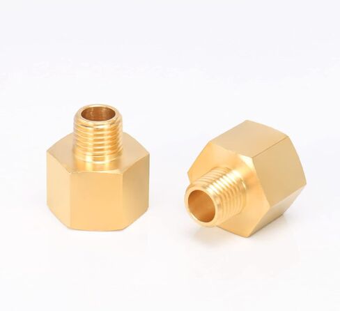 Brass Pipe Fitting, Heavy Duty Metal Thread Solid Brass Reducer Adapter Pipe Reducing Connector, 2 Pack (3/8 Male Pipe x 1/2 Female Pipe) in Saudi Arabia