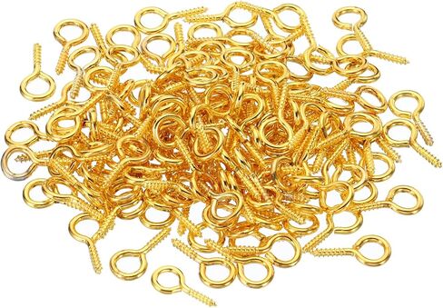 PATIKIL Screw Eyes Pin, 150 Pack 4mm ID x 15mm L Mini Small Eye Hooks for DIY Craft Chandelier Sun Catcher, Bronze in Kuwait