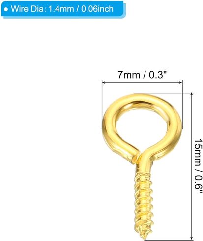 PATIKIL Screw Eyes Pin, 150 Pack 4mm ID x 15mm L Mini Small Eye Hooks for DIY Craft Chandelier Sun Catcher, Bronze in Kuwait