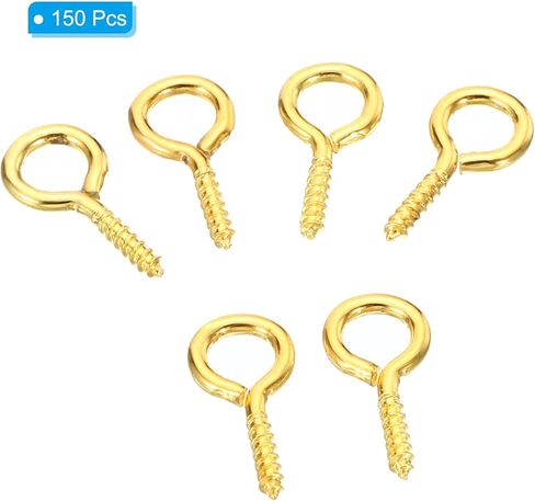 PATIKIL Screw Eyes Pin, 150 Pack 4mm ID x 15mm L Mini Small Eye Hooks for DIY Craft Chandelier Sun Catcher, Bronze in Kuwait