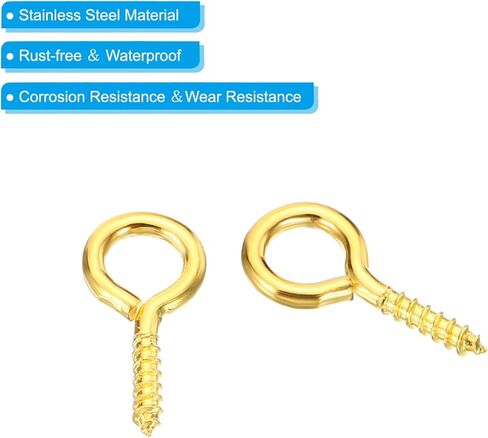 PATIKIL Screw Eyes Pin, 150 Pack 4mm ID x 15mm L Mini Small Eye Hooks for DIY Craft Chandelier Sun Catcher, Bronze in Kuwait