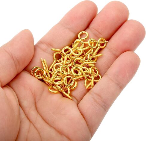 PATIKIL Screw Eyes Pin, 150 Pack 4mm ID x 15mm L Mini Small Eye Hooks for DIY Craft Chandelier Sun Catcher, Bronze in Kuwait