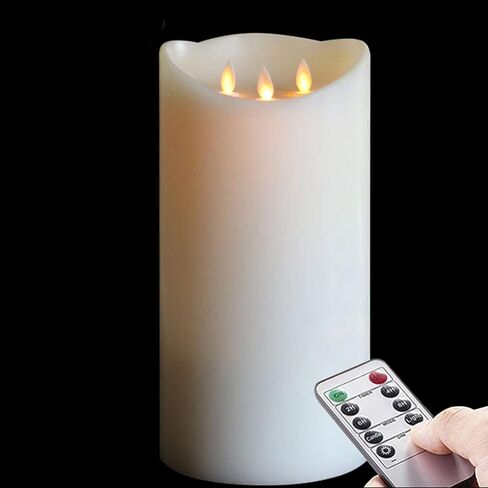 NONNO & ZGF XL-شمعة عديمة اللهب بطول 15.24 سم مع 3 فتائل متحركة، شموع تعمل ببطارية LED مع جهاز تحكم عن بعد ووظيفة مؤقت، عاجي in Kuwait