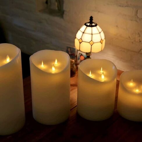 NONNO & ZGF XL-Flameless Wax 6inch High Candle with 3 - Wicks Moving, Led Battery Operated Candles with Remote Control and Timer Function, Ivory in Saudi Arabia