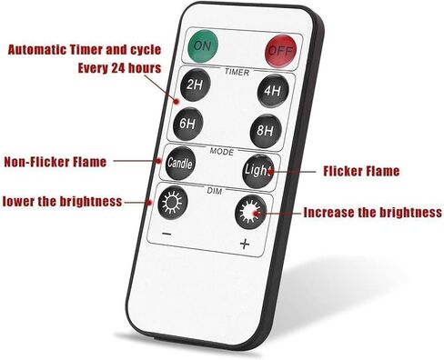 NONNO & ZGF XL-شمعة عديمة اللهب بطول 15.24 سم مع 3 فتائل متحركة، شموع تعمل ببطارية LED مع جهاز تحكم عن بعد ووظيفة مؤقت، عاجي in Kuwait