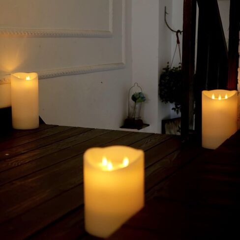 NONNO & ZGF XL-Flameless Wax 6inch High Candle with 3 - Wicks Moving, Led Battery Operated Candles with Remote Control and Timer Function, Ivory in Saudi Arabia