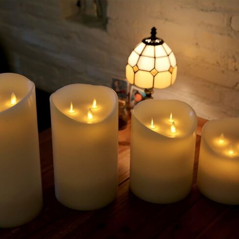 NONNO & ZGF XL-Flameless Wax 6inch High Candle with 3 - Wicks Moving, Led Battery Operated Candles with Remote Control and Timer Function, Ivory in Saudi Arabia