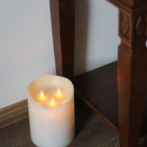 NONNO & ZGF XL-Flameless Wax 6inch High Candle with 3 - Wicks Moving, Led Battery Operated Candles with Remote Control and Timer Function, Ivory in Saudi Arabia