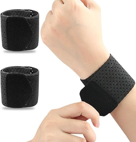 2 Pcs Carpal Tunnel Wrist Brace, Ultra Thin Compression Support Strap, Adjustable Wrist Strap, For Weightlifting, Tennis and Fitness, Suitable for Teenagers and Adult (Black XL) in Saudi Arabia