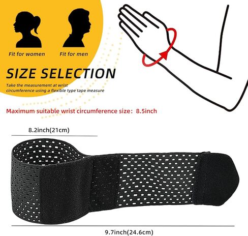 2 Pcs Carpal Tunnel Wrist Brace, Ultra Thin Compression Support Strap, Adjustable Wrist Strap, For Weightlifting, Tennis and Fitness, Suitable for Teenagers and Adult (Black XL) in Saudi Arabia