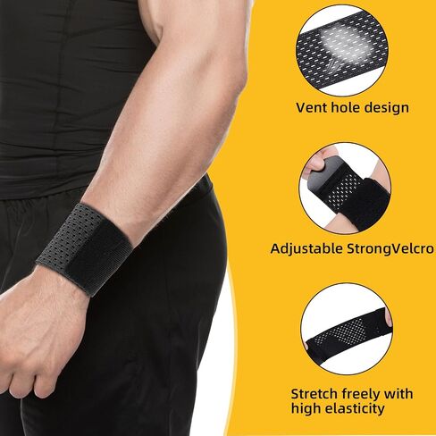 2 Pcs Carpal Tunnel Wrist Brace, Ultra Thin Compression Support Strap, Adjustable Wrist Strap, For Weightlifting, Tennis and Fitness, Suitable for Teenagers and Adult (Black XL) in Saudi Arabia