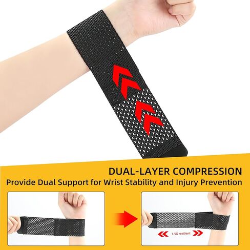 2 Pcs Carpal Tunnel Wrist Brace, Ultra Thin Compression Support Strap, Adjustable Wrist Strap, For Weightlifting, Tennis and Fitness, Suitable for Teenagers and Adult (Black XL) in Saudi Arabia
