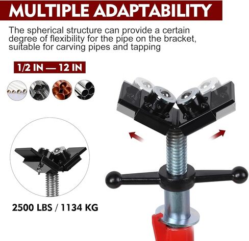 حامل أنابيب برأس على شكل حرف V لنقل كرتين وارتفاع قابل للتعديل 24-42 بوصة، حامل أنبوب قابل للطي والمحمول بسعة 2500 رطل، يدعم الأنابيب لتركيب الأنابيب واللحام وخيوط الأنابيب in Kuwait