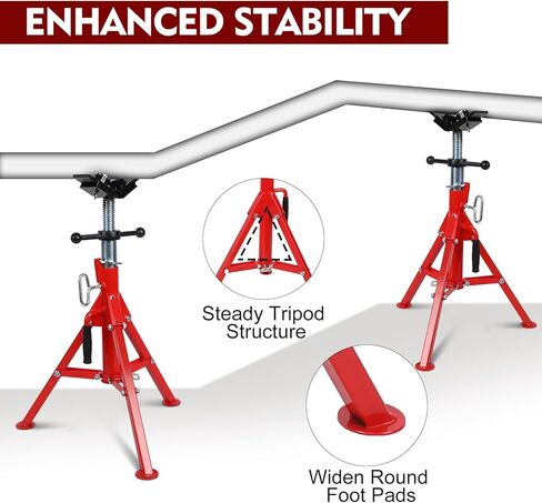 حامل أنابيب برأس على شكل حرف V لنقل كرتين وارتفاع قابل للتعديل 24-42 بوصة، حامل أنبوب قابل للطي والمحمول بسعة 2500 رطل، يدعم الأنابيب لتركيب الأنابيب واللحام وخيوط الأنابيب in Kuwait
