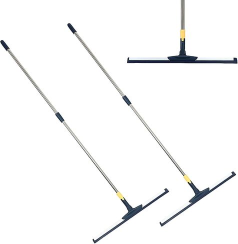 QWORK 2 Pack 20" Large Floor Squeegee for Concrete & Tile Cleaning, Floor Squeegee Broom for Efficient Drying - 32"-51" Handle for Garage, Deck, Bathroom, & Window Cleaning, with 2 Extra Squeegee in Saudi Arabia