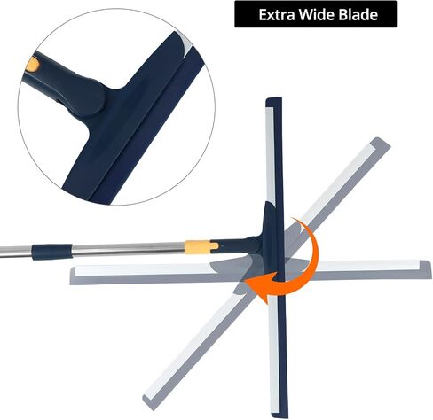 QWORK 2 Pack 20" Large Floor Squeegee for Concrete & Tile Cleaning, Floor Squeegee Broom for Efficient Drying - 32"-51" Handle for Garage, Deck, Bathroom, & Window Cleaning, with 2 Extra Squeegee in Saudi Arabia