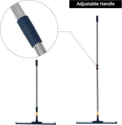 QWORK 2 Pack 20" Large Floor Squeegee for Concrete & Tile Cleaning, Floor Squeegee Broom for Efficient Drying - 32"-51" Handle for Garage, Deck, Bathroom, & Window Cleaning, with 2 Extra Squeegee in Saudi Arabia