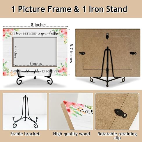 Grandma Gifts Wooden Photo Frame - The Love Between A Grandmother And Granddaughter is Forever 4x6 Picture Frame Horizontal, Tabletop Display Home Decor Great Grandmother Photo Frame for Mimi Nana- 27 in Kuwait