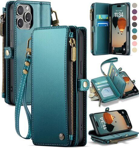 Defencase for iPhone 14 Pro Wallet Case with RFID Card Holder, Purple in Saudi Arabia