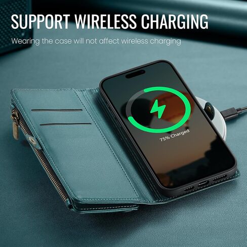 Defencase for iPhone 14 Pro Wallet Case with RFID Card Holder, Purple in Saudi Arabia