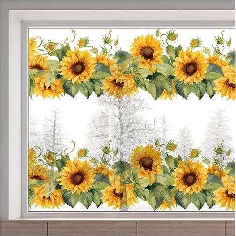 GORGECRAFT Tropical Leaf Window Decals Static Non Adhesive Green Palm Tree Plant Leaves Window Clings Reusable Foliage Flower Botanical Window Stickers for Glass Sliding Door Summer Home Decor 15x46 in Saudi Arabia