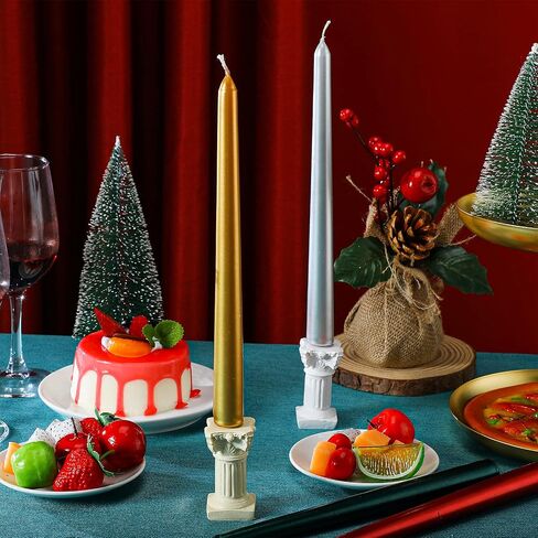 12 Pieces Christmas Taper Candles 10 Inch Tall Color Taper Candles Hand Poured Wax Candles Holiday Candles Dripless Taper for Christmas Wedding Birthday Celebration, Gold, Red, Silver, Green in Saudi Arabia