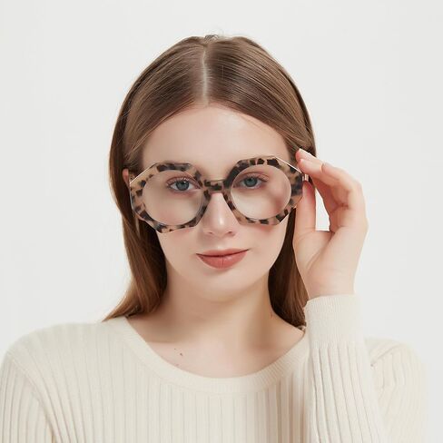 Zeelool Readers Thick Oversized Geometric Reading Eyeglasses for Women with Standard Anti-Reflective Coating Hugh ZOP01887 in Saudi Arabia
